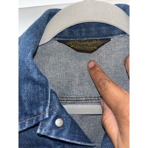 70s Wrangler Denim Trucker Jacket No-Fault Mens Size SmallDark Blue Wash Vintage